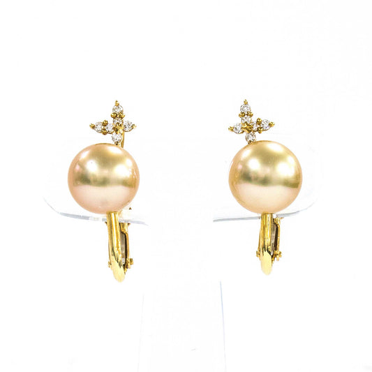 K18イエローゴールド白蝶真珠イヤリング