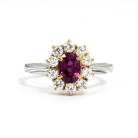 プラチナ/K18イエローゴールドルビーリング