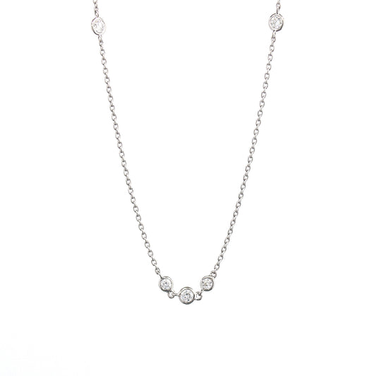 K18ホワイトゴールドダイヤモンドステーションネックレス