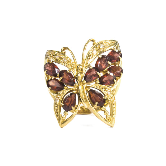 K18イエローゴールドガーネットリング