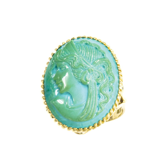 K18イエローゴールドトルコ石リング