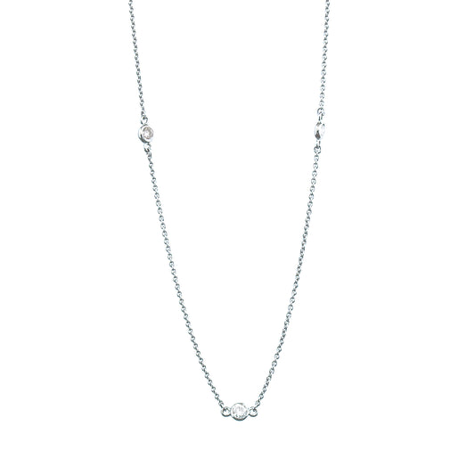 K18ホワイトゴールドダイヤモンドステーションネックレス